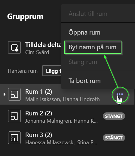 Byt namn på rummen