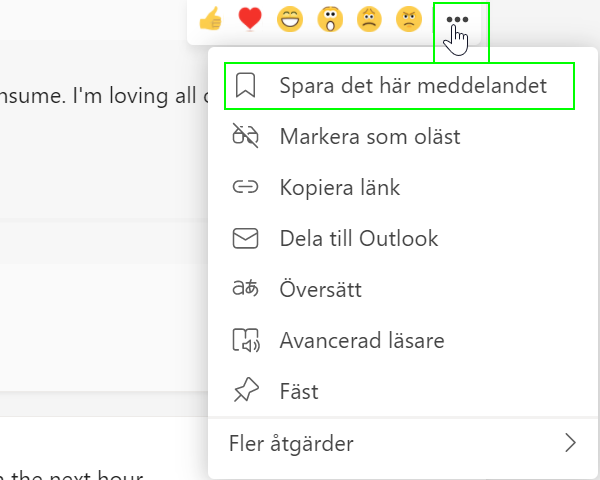 Spara meddelande i Teams