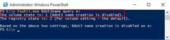 8dot3 name creation disabled