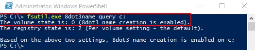 8dot3 name creation enabled