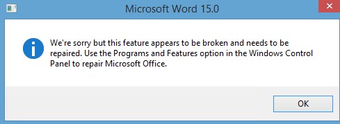 Office Word Something Went Wrong