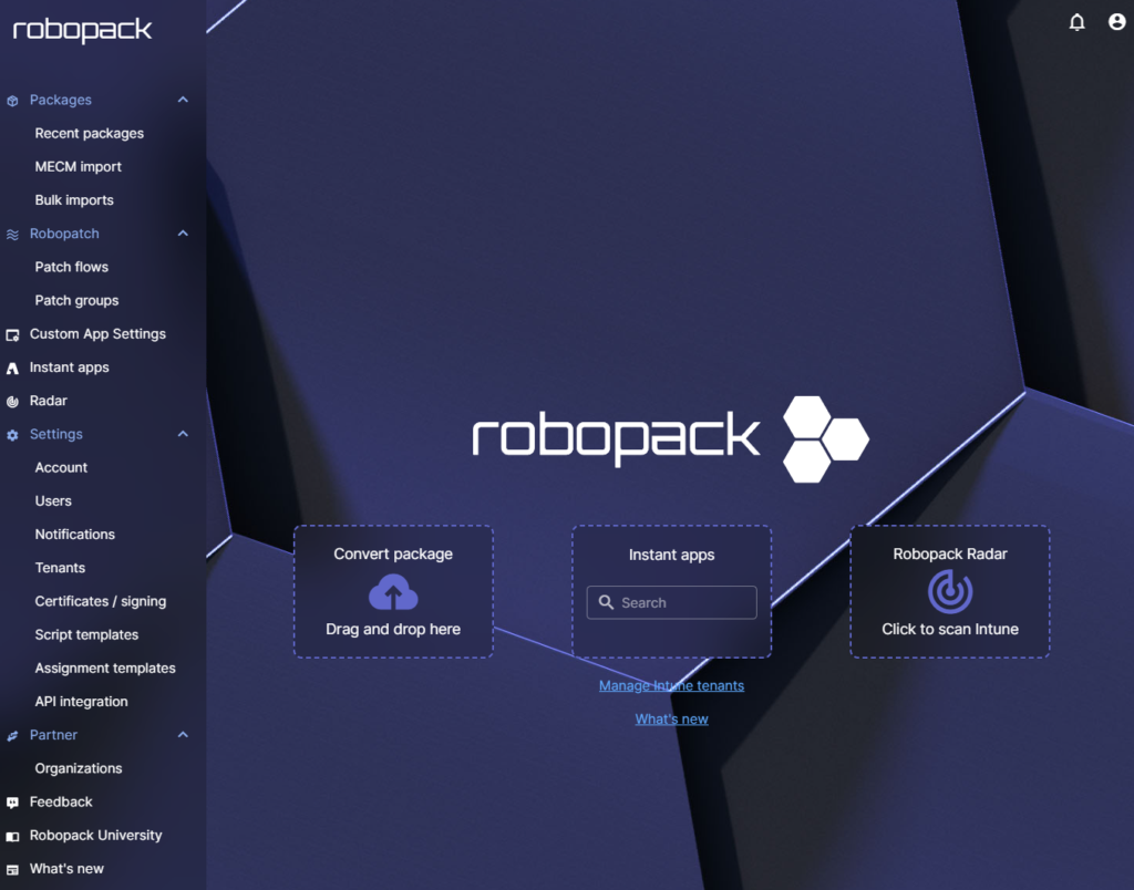 Robopack Start page