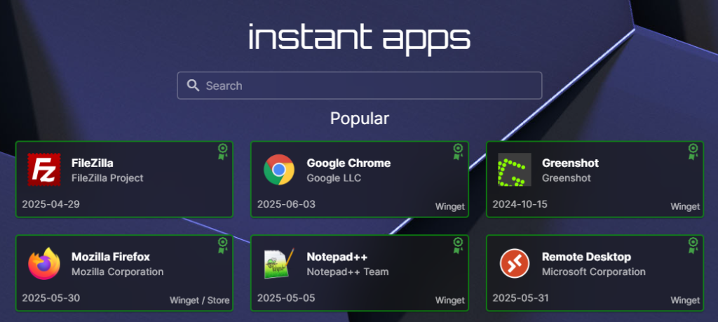 Robopack Instant Apps