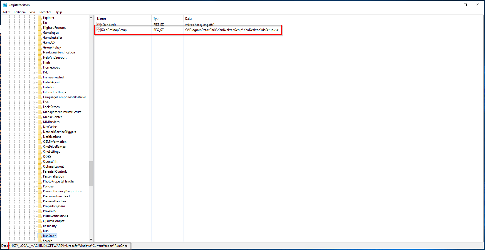 VDA Update Stuck Registry